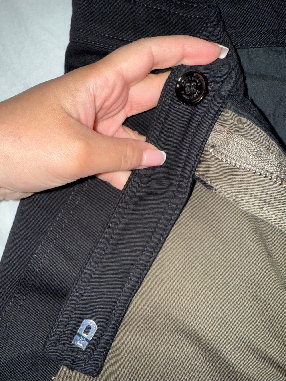 Womens Two-Tone denim Pants - Black & Olive - Picture 7 of 9